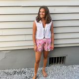 Hot Pink Striped Flower Garden Shorts