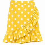 Yellow Polka Dot Mini Wrap Skirt