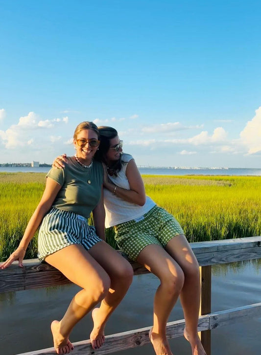 Hunter Green Striped Shorts