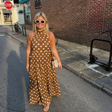 Brown and White Polka Dot Katherine Maxi