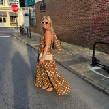 Brown and White Polka Dot Katherine Maxi