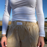 Light Brown and White Striped Shorts