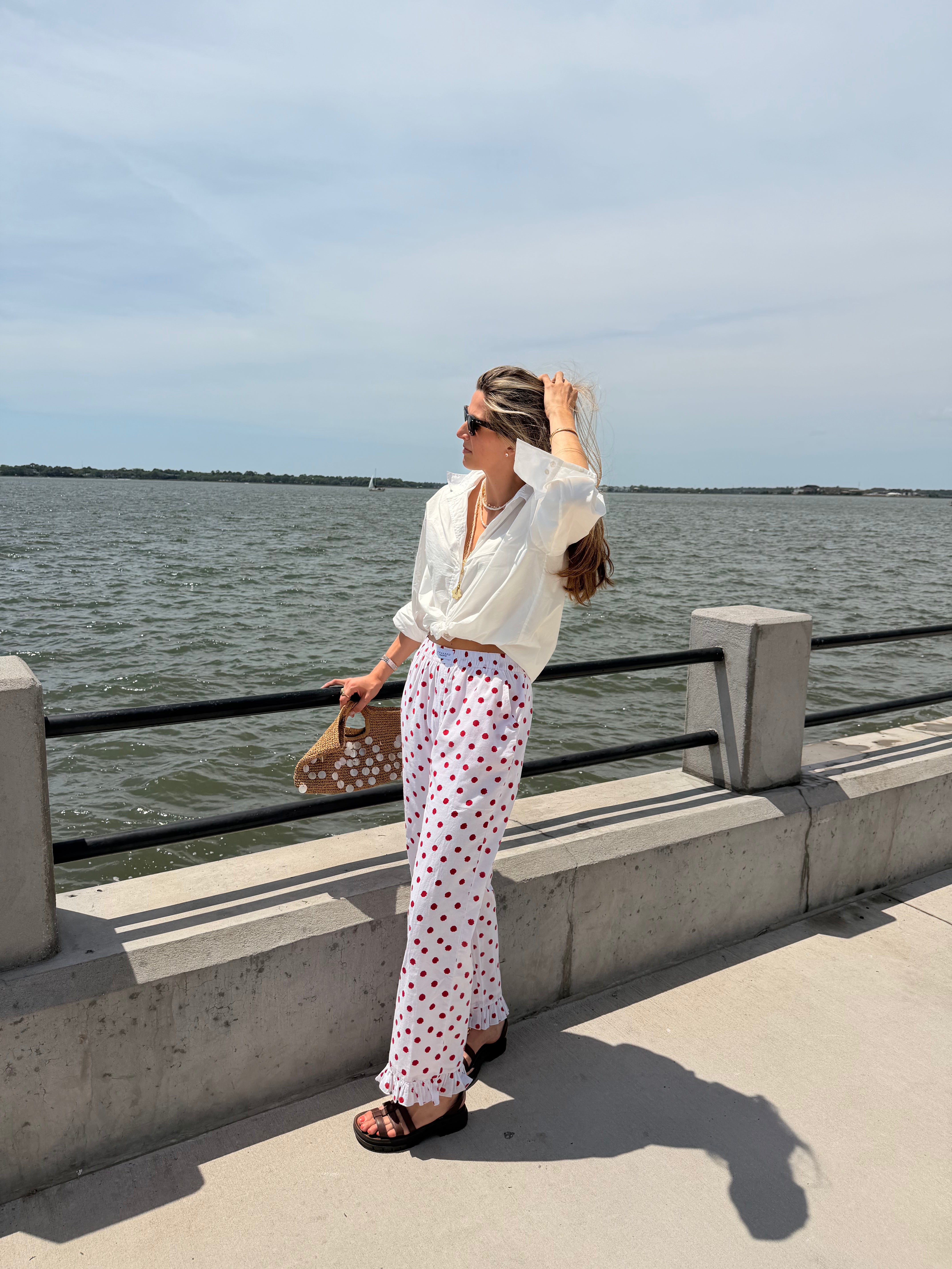 White With Red Polkadots Pant