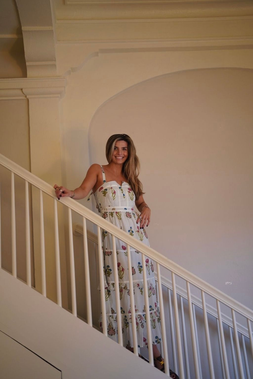 Light Teal Striped Flower Garden Ella Maxi