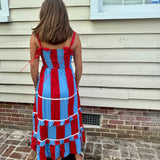 Red and Blue Striped Ella Maxi
