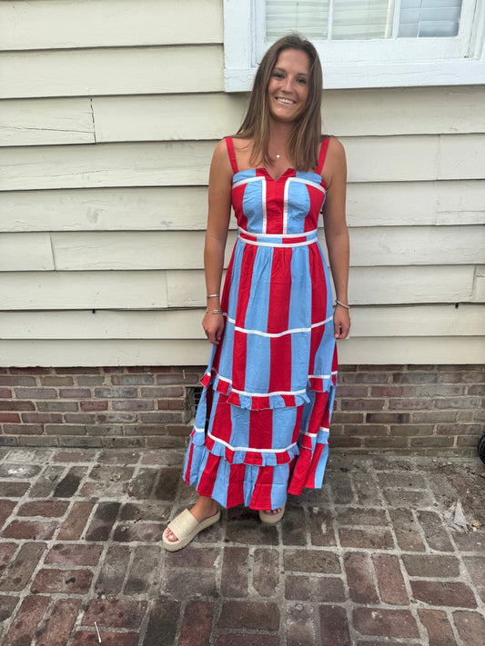 Red and Blue Ella Maxi