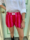 Hot Pink & Red Stripped Shorts