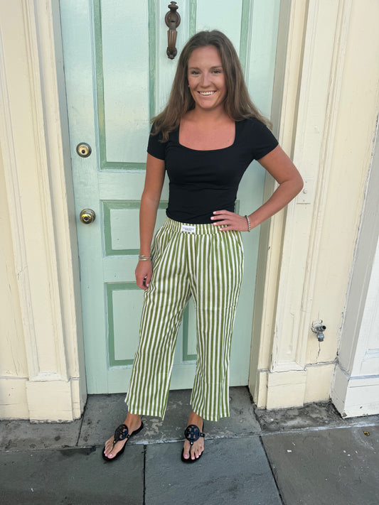 Green Stripped Pants
