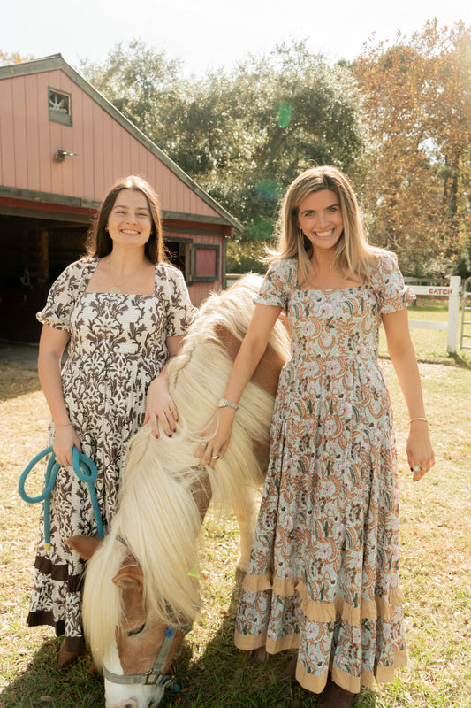 Sage Blue Paisley Print Fall Abigail Maxi