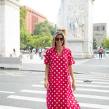 Raspberry Polka Dot Anna Maxi