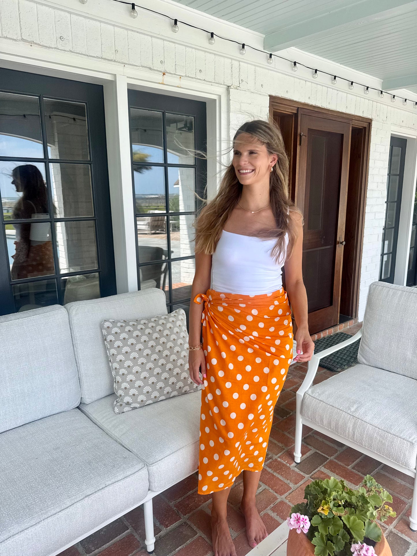 Orange Polkadot Sarong