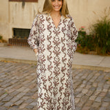 Anna Long Sleeve Brown Vine Maxi