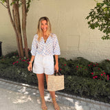 Blue Polkadot Long Sleeve Karen Top