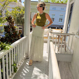 Green Pinstripe Beatrice Maxi Skirt