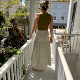 Green Pinstripe Beatrice Maxi Skirt