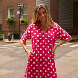 Raspberry Polka Dot Anna Mini