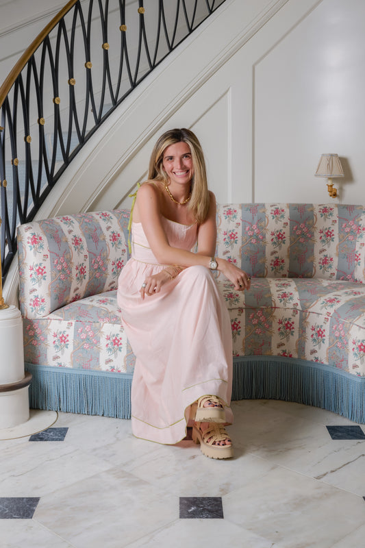 Light Pink With Green Meredith Maxi