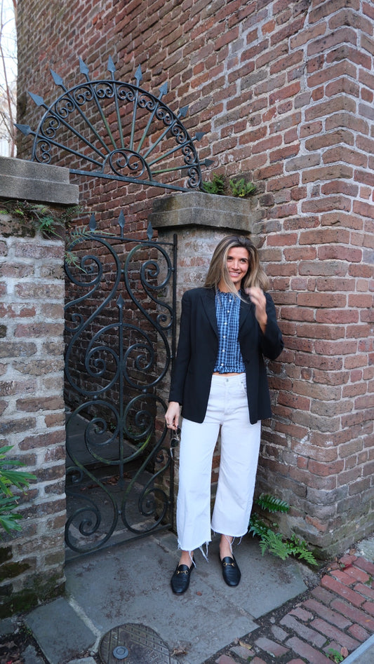 Navy and Royal Blue Gingham Clara Top