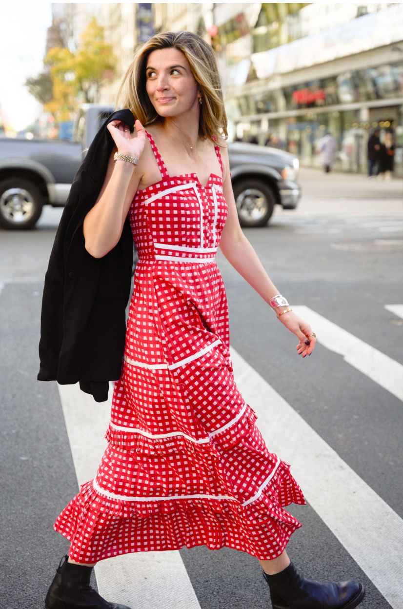 Red Checkered Ella Maxi