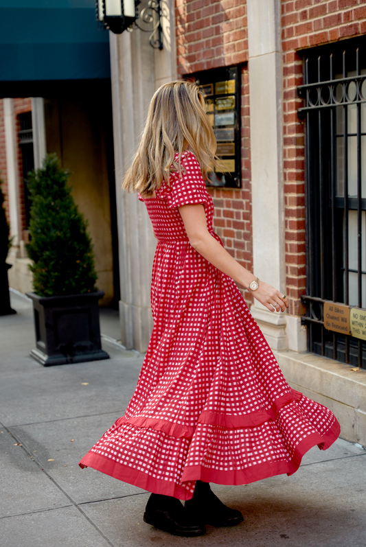 Abigail Maxi Cap Red Checkered Maxi