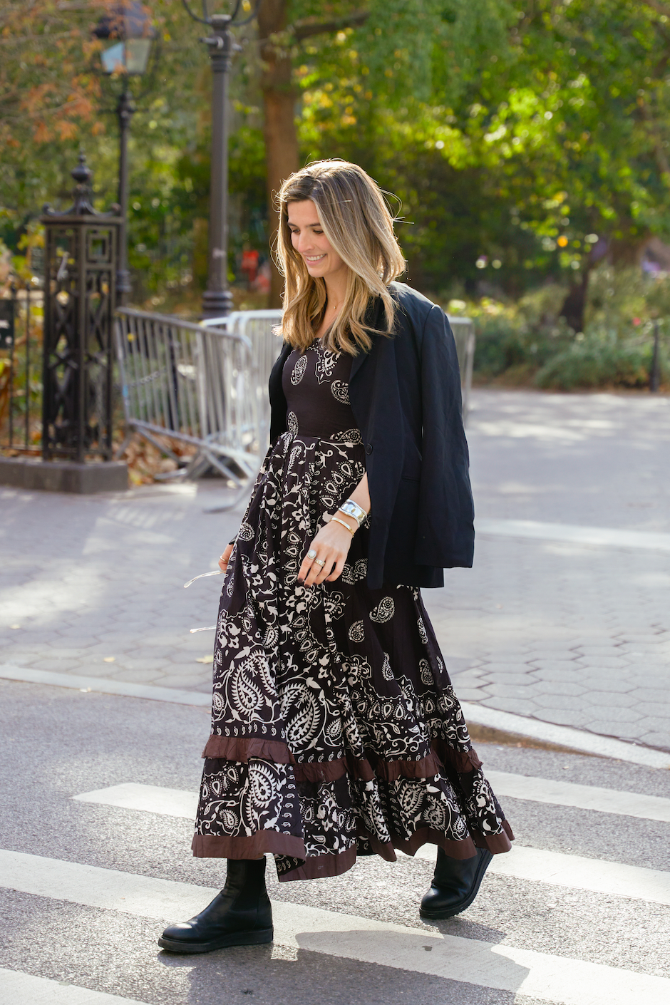 Abigail Cap Sleeve Black Bandanna Maxi