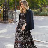 Abigail Cap Sleeve Black Bandanna Maxi