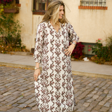 Anna Long Sleeve Brown Vine Maxi
