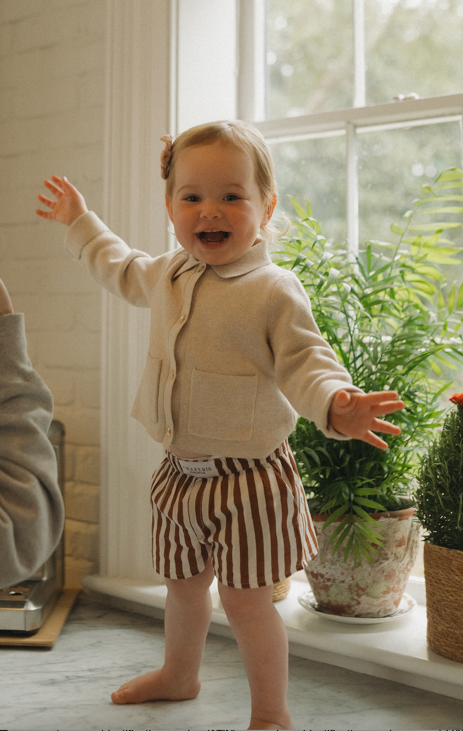 Unisex Chocolate Brown Stripe Kids Shorts