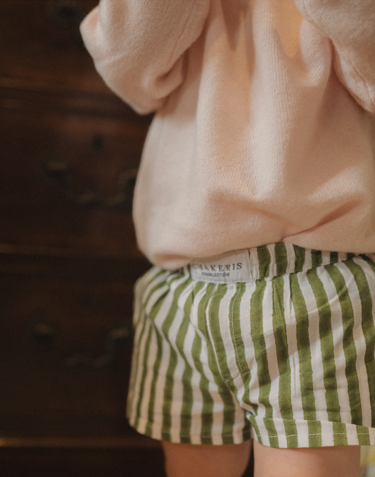 Unisex Hunter Green Stripe Kids Shorts