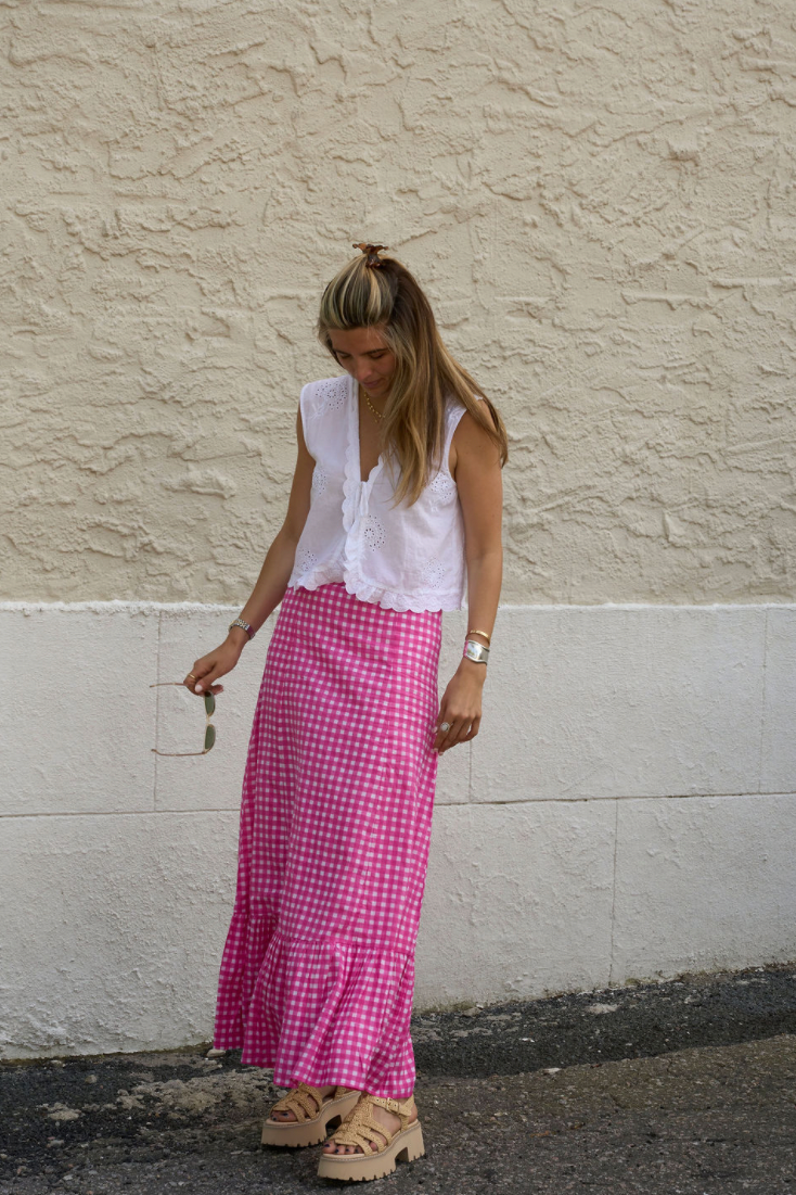 Hot Pink Check Mary Hope Skirt