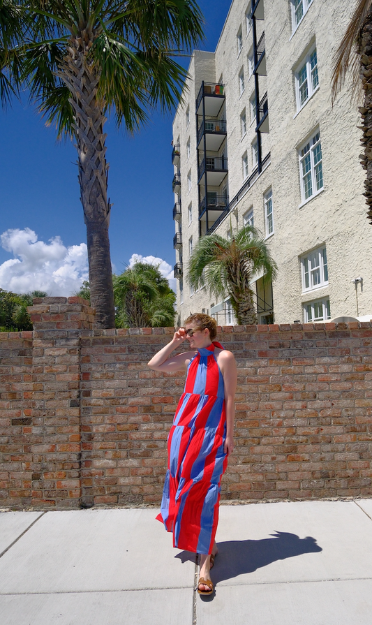 Blue & Red Katherine Maxi