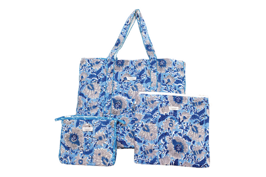 Navy Floral Jessica Tote Set