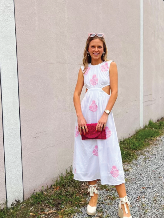 Ansley White and Pink Maxi