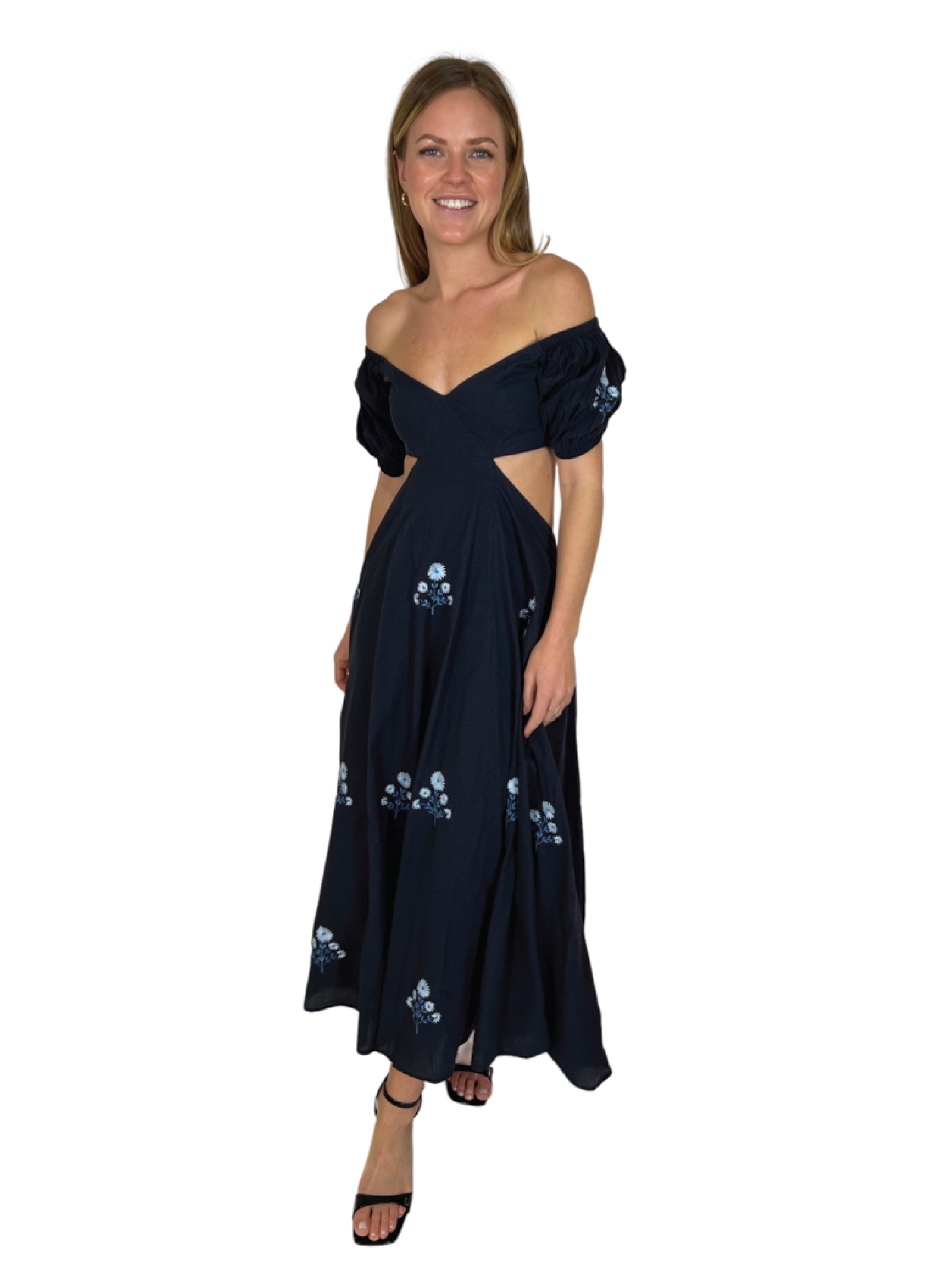 Sophie Navy Embroidered Maxi Dress