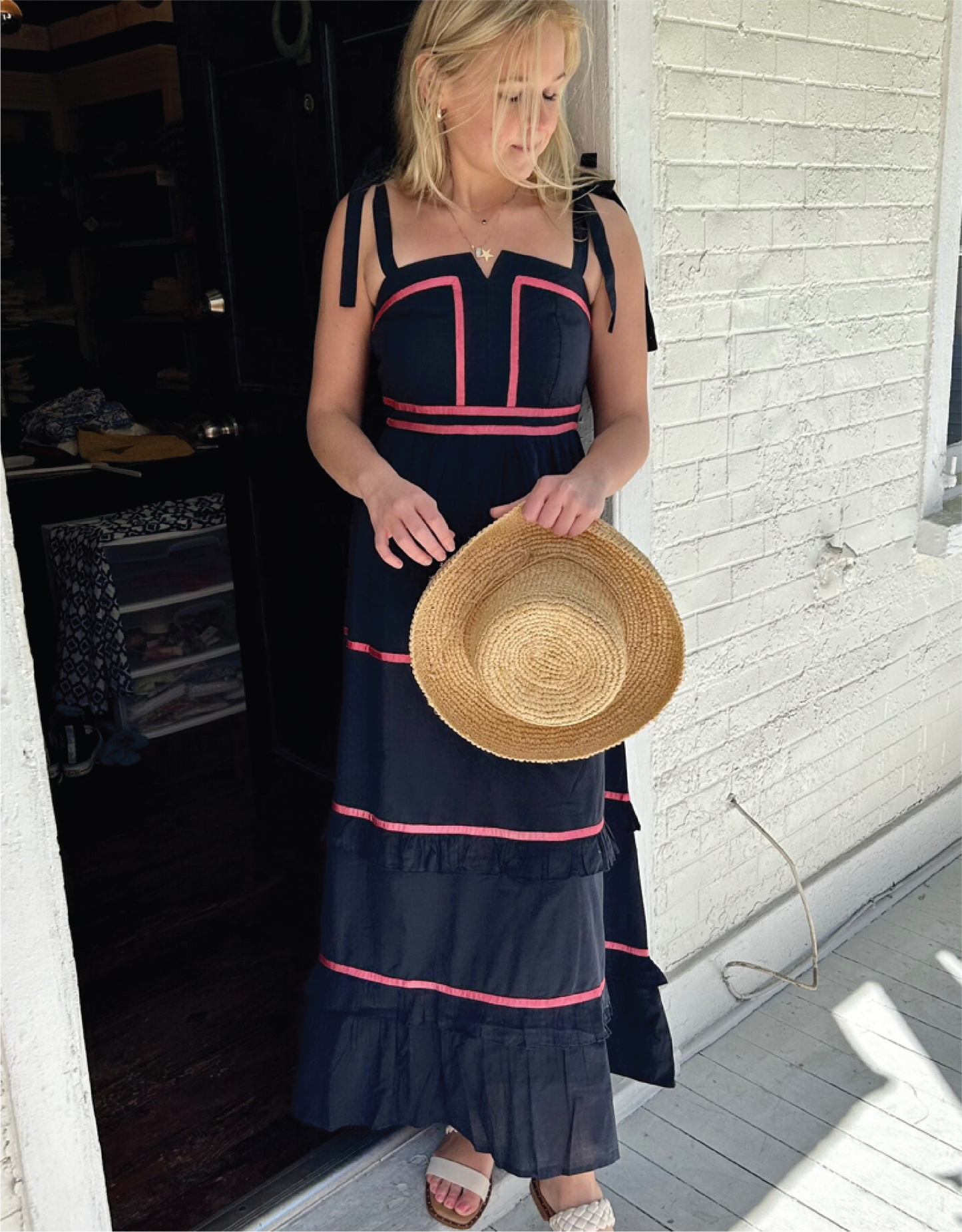 Ella Navy with Pink Maxi Dress