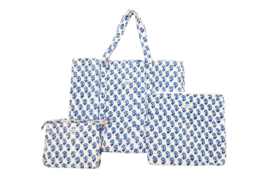 Mini Blue Floral Jessica Tote Set