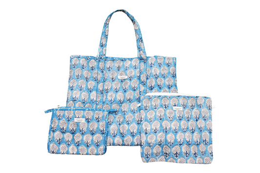 Ocean Floral Jessica Tote Set